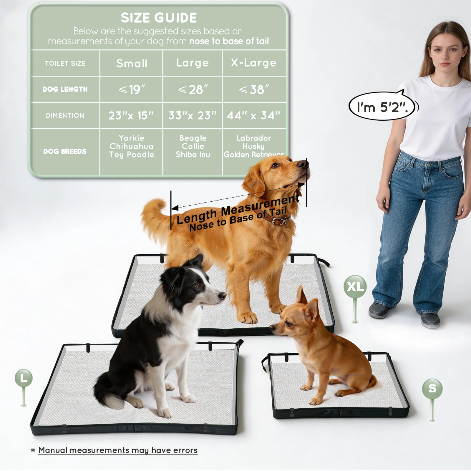 HQ4US Grand support de tapis d'urine pour chien, pliable, utilisation en intérieur/voyage (XL 111,8 x 86,4 cm)