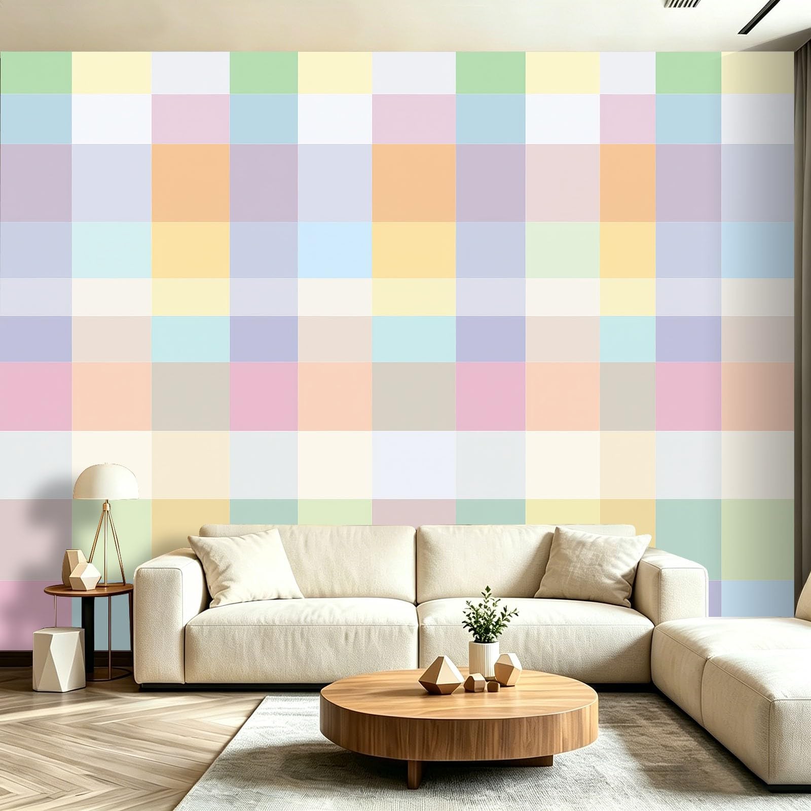 Carta da parati geometrica in tessuto non tessuto a quadretti, minimalista moda carta da parati panoramica per soggiorno, camera da letto, camera dei bambini, ufficio, decorazione da parete, 200 x 140
