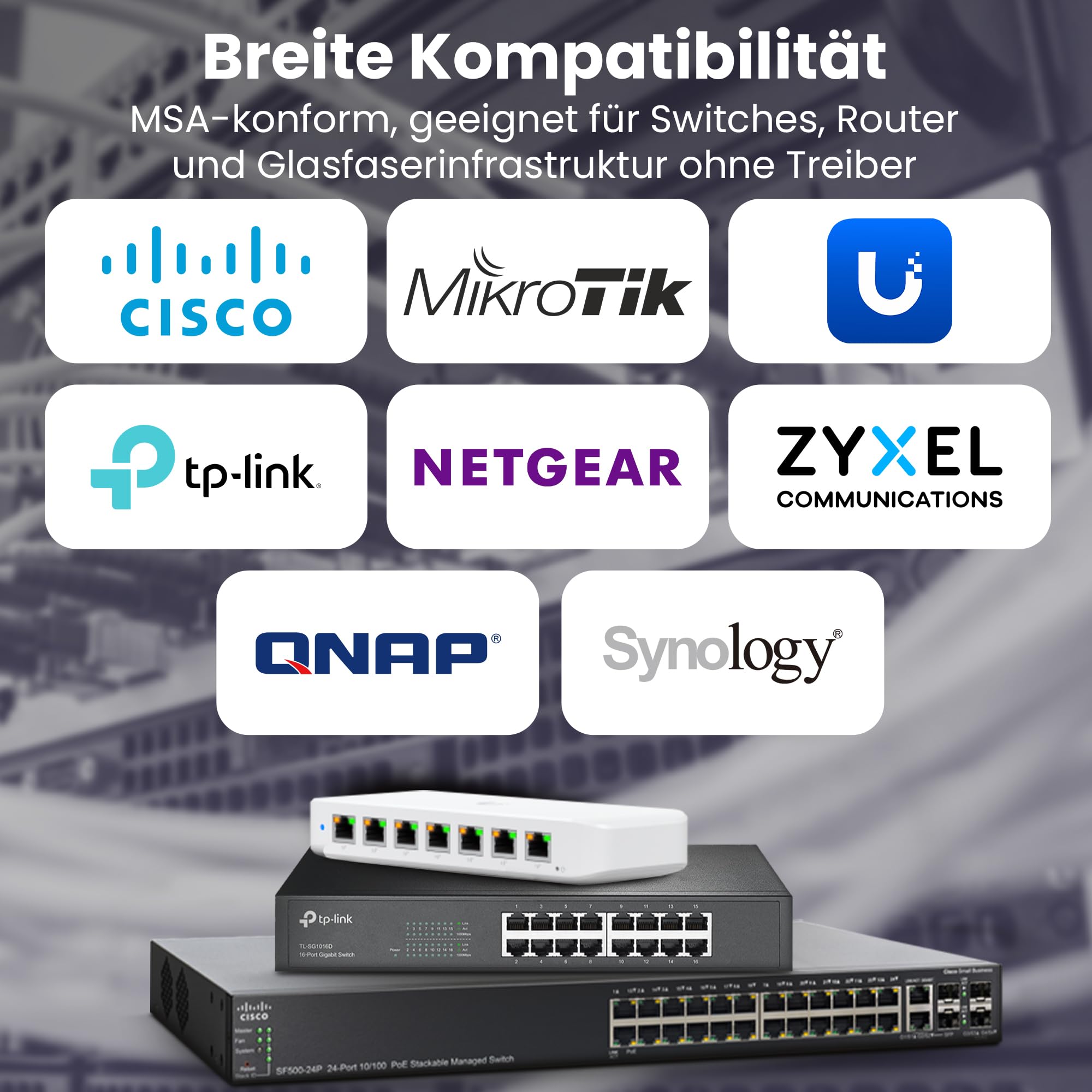 Extralink SFP Modul 1.25G LC Duplex Multimode 850 nm 550 m MSA-kompatibel – Für Cisco, Ubiquiti UniFi, Netgear, Cisco, MikroTik, TP-LINK, Switches, Router, CCTV, Rechenzentren, Glasfaser, OM3/OM4