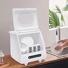 Portable Dishwasher Countertop, 1200W Mini Dish Washer with 360  Spray Rinse, 5 Washing Programes Table Top Dishwasher, Small Dish Washer for RV Apartment, Camping