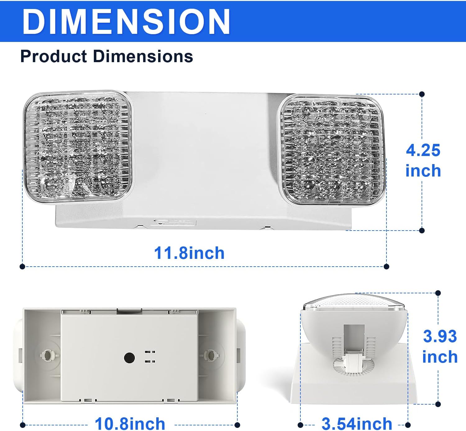 LED Emergency Lights with Battery Backup, Two LED Head Adjustable Commercial Emergency Lights, AC 120/277V, UL 924 Certified, Hardwired Emergency Exit Lighting Fixture for Business (2-Pack)