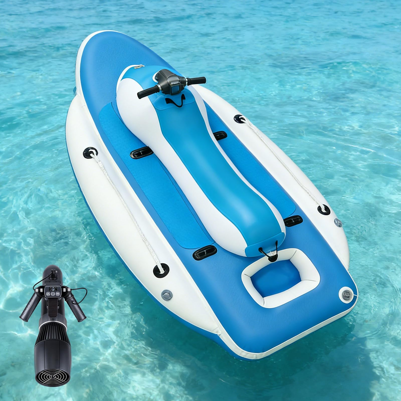 Bateau Gonflable 3-en-1 avec Scooter Aquatique 500W Optionnel Powered | Exploration sous-marine, conversion kayak, construction Drop-Stitch renforcée, usage eau salée, rangement compact coffre