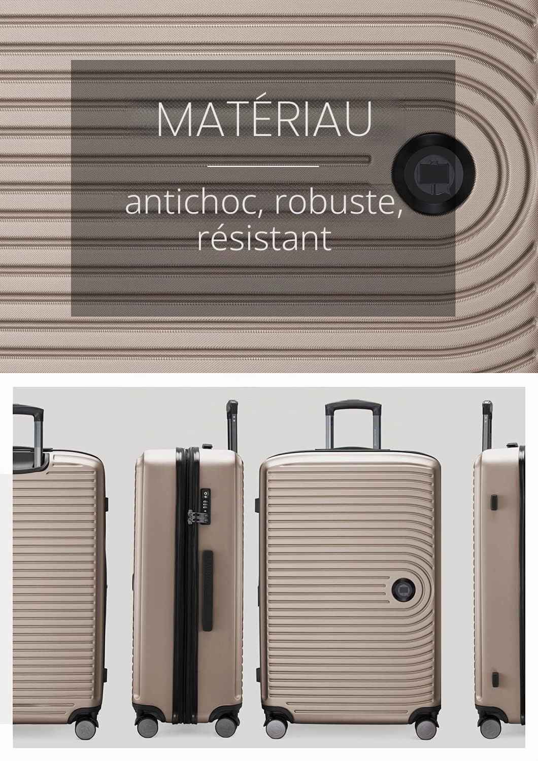 Hauptstadtkoffer - Mitte - Grande Valise Rigide, Trolley, Valise, TSA, 4 roulettes, Bagage en soute avec Extension de Volume de 8 cm, 77 cm, 130 litres, Champagne