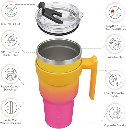 Miniatura 134 de BJPKPK 30 oz Tumbler With Handle And Straw Stainless Steel Insulated Tumbler Cups For Water Or Ice Coffee,Blood Moon