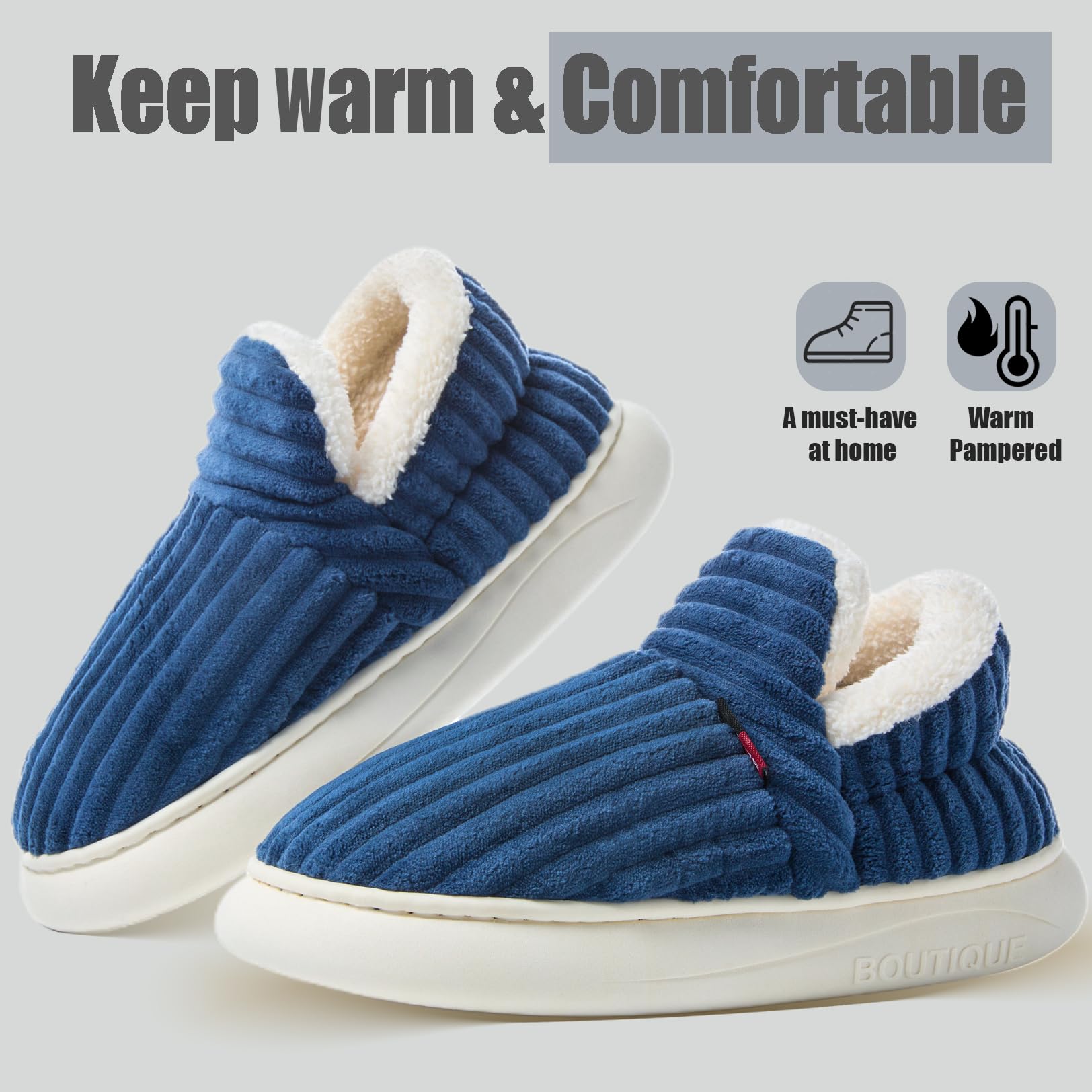 Misolin Pantofole Donna Invernali Peluche Ciabatte Casa Comode Pelose Inverno Scarpe Autunno Memoria Schiuma Antiscivolo Suola Cotone Morbida