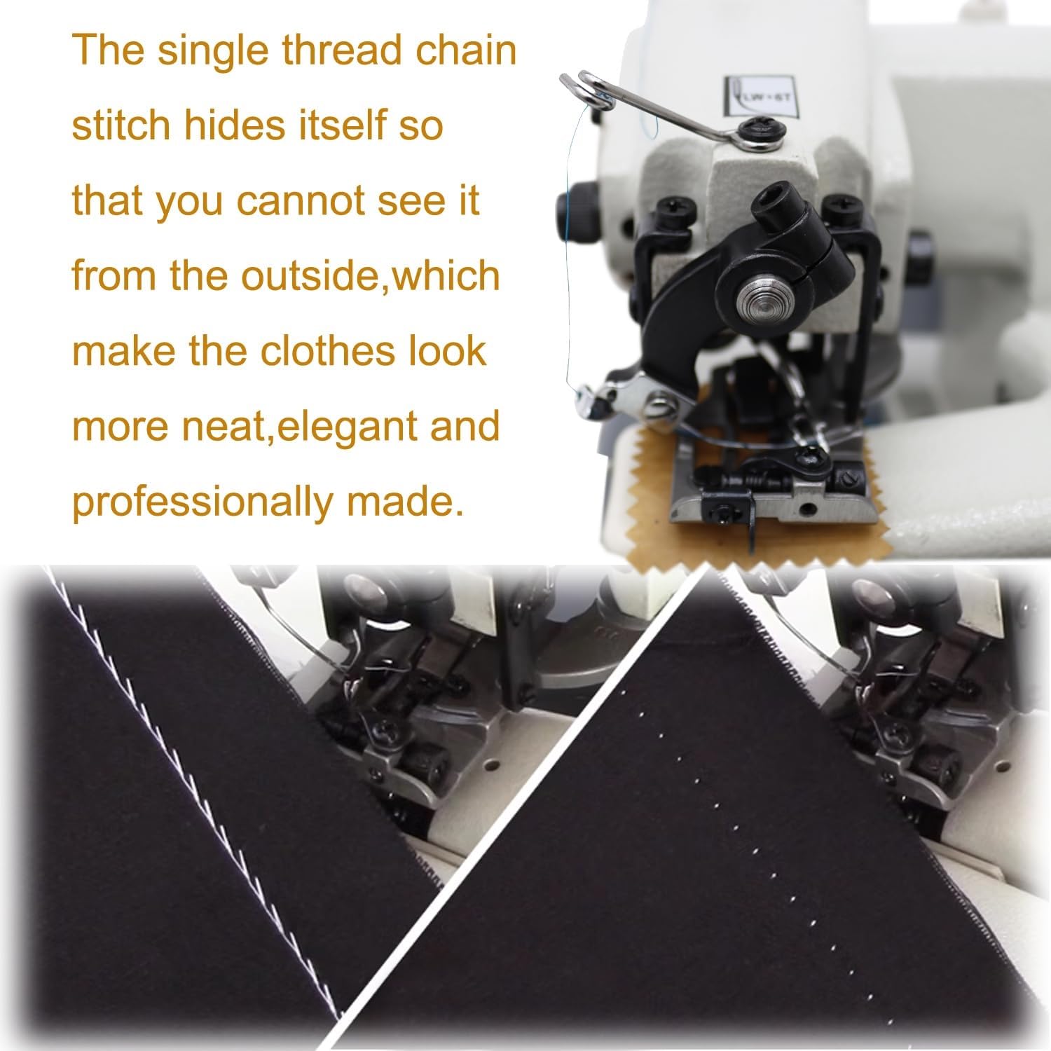 Máquina de coser de punto ciego de escritorio, 3-8 mm, RM-500, máquina de coser de modista con dobladillo con alteraciones, for puños, partes inferiores holgadas, dobladillos de vestidos, cortinas