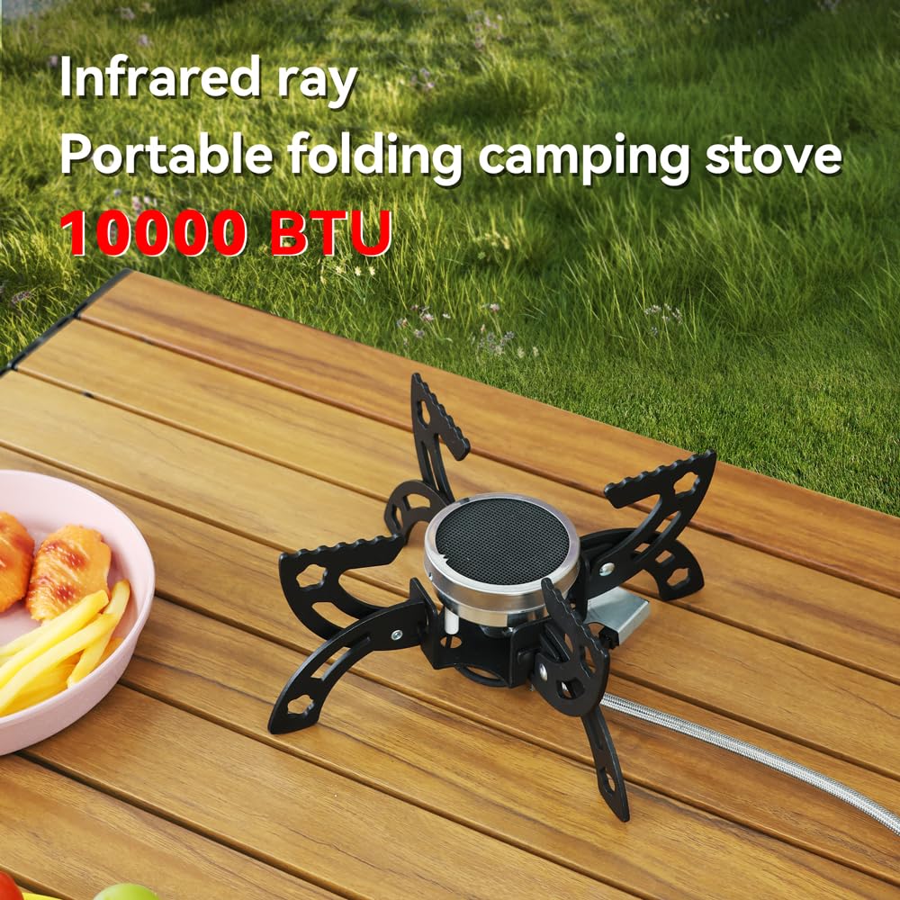 REDSUN FD1 Kuchenka Turystyczna Gazowa Gorska Polowa Składana Palnik Na Podczerwień Odporny Na Wiatr 3kW Piezo Szybkie Gotowanie Camping Piknik Kamper Torba EVA - FD1 + Torba EVA + Adapter + Podstawka