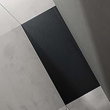 Sogood Geoma07 Ultra Flat Shower Tray Solid Surface Grey Black Matt 70 x 160 x 3 cm
