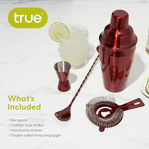 Miniatura 6 de True Juego de mezclador de bebidas de bar, juego de coctelera de 4 piezas de 19 onzas, kit de camarero, juego de mezclador de cóctel, kit de
