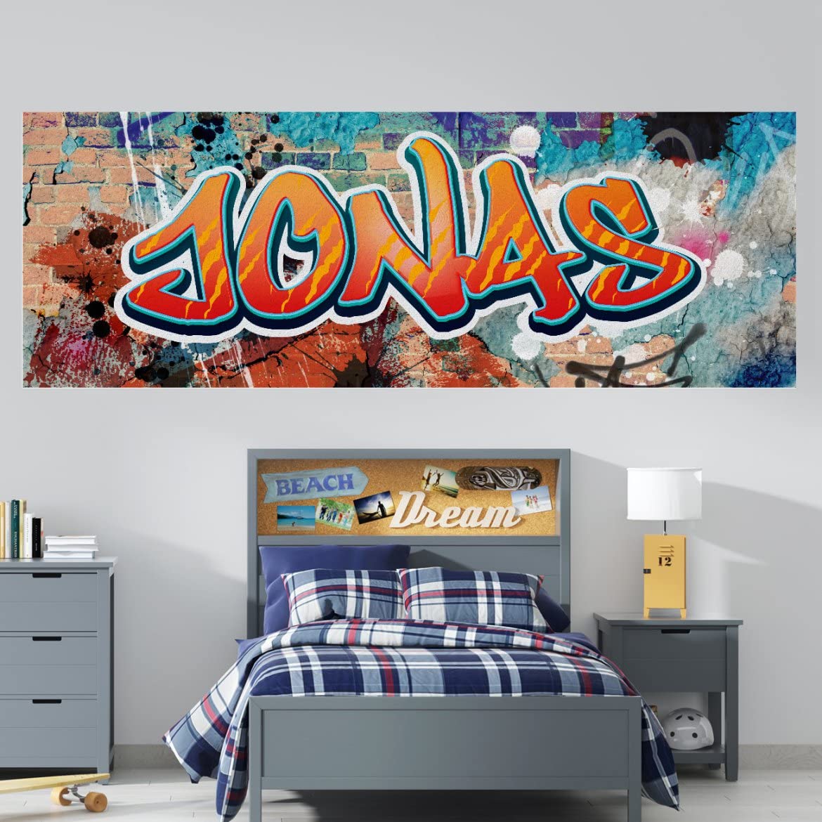 tjapalo vr190 extra robust Cooles Wandbild Graffiti Poster mit Namen personalisiert Graffiti Kinderzimmer Poster Name XXL Wandbild Teenager junge Mädchen Name, Größe: B160xH58cm
