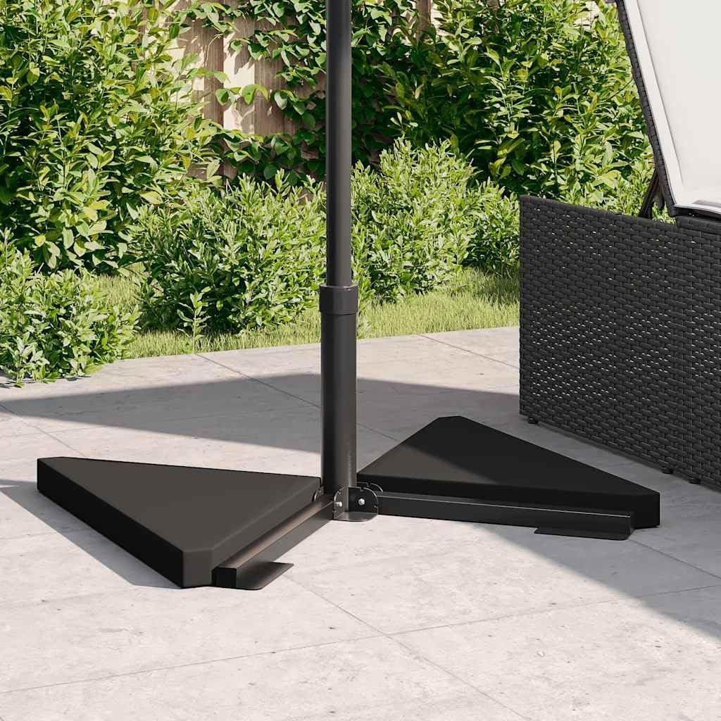 Piastre zavorrate per ombrellone, 2 pezzi, nero, granito, triangolare, 14 kg, supporto per ombrellone, supporto per balcone, terrazzo, giardino, per contrappeso e stabilità al vento