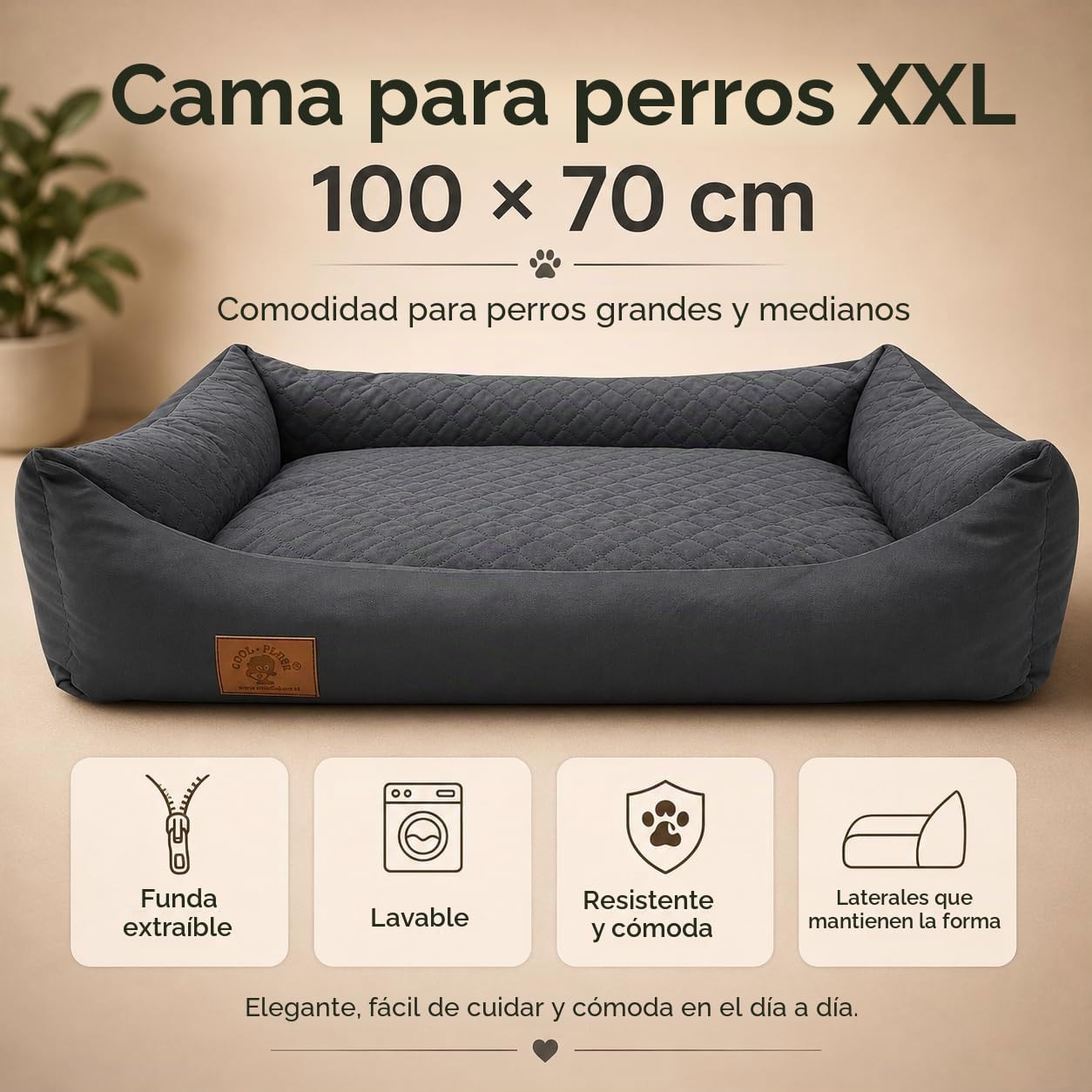 Odolplusz Cama XXL para perro con cojín reversible (tamaños y colores a elegir)