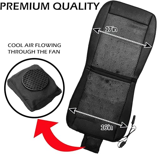Vista 4 de ZONETECH Funda de asiento de coche de refrigeración, color negro, temperatura ajustable, cómodo cojín de enfriamiento para asiento de automóvil
