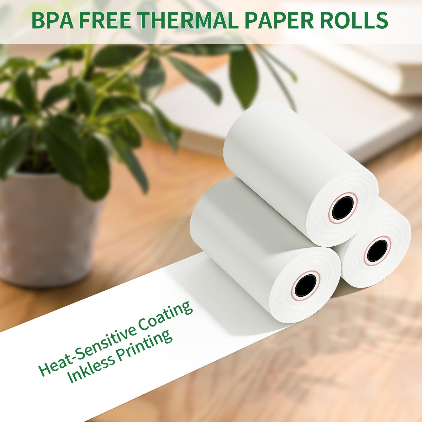 (10 rollos) rollos de papel térmico para recibos de 3 1/8 pulgadas x 230 pies, sin BPA, rollos de papel térmico para caja registradora, POS, rollos de papel térmico para tarjetas de crédito de 3 1/8