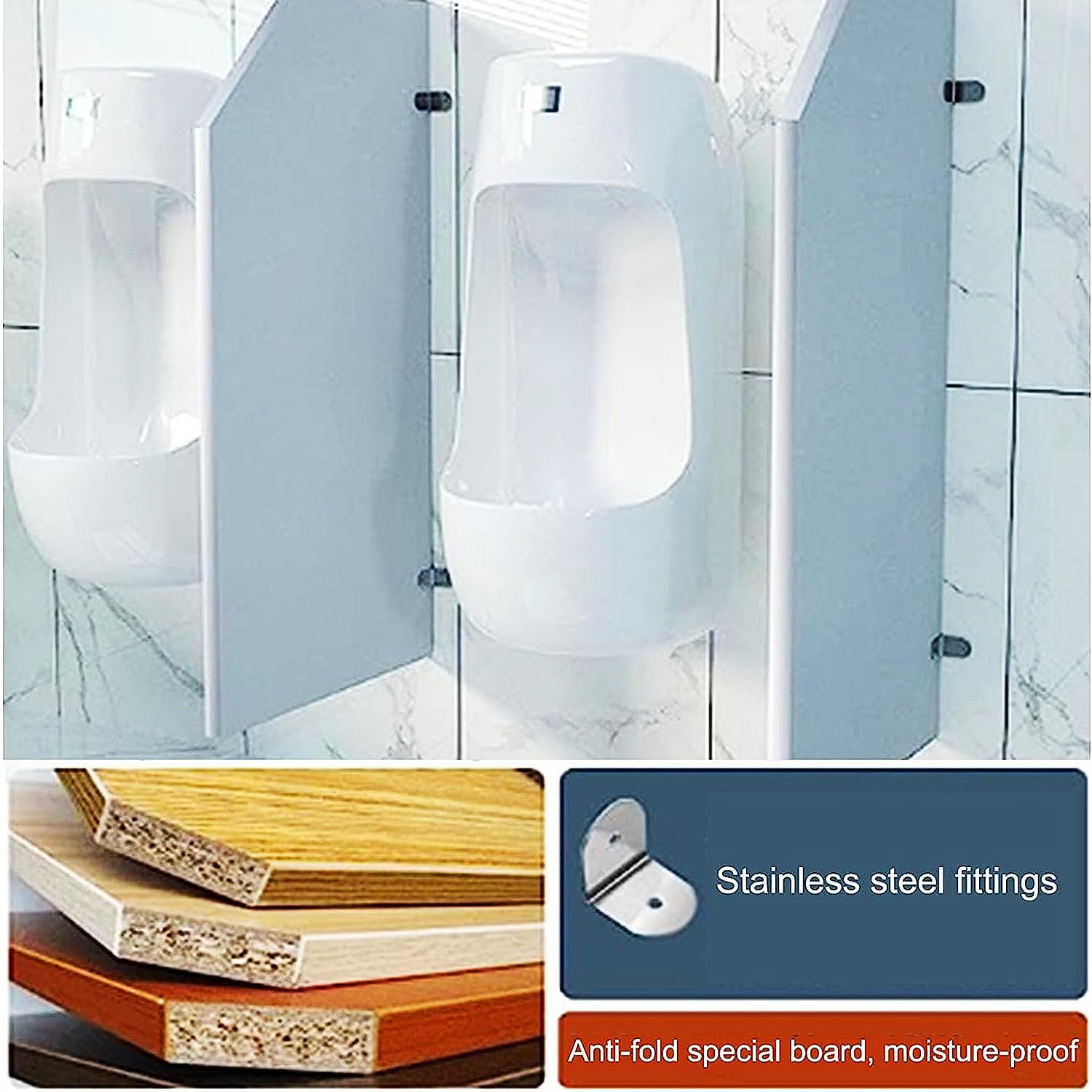 Urinal-Trennwand für Herren, für öffentliche Toiletten, Schulen und Einkaufszentren, Hygiene- und Komfort-Lösung für mehr Privatsphäre, 2 Stück