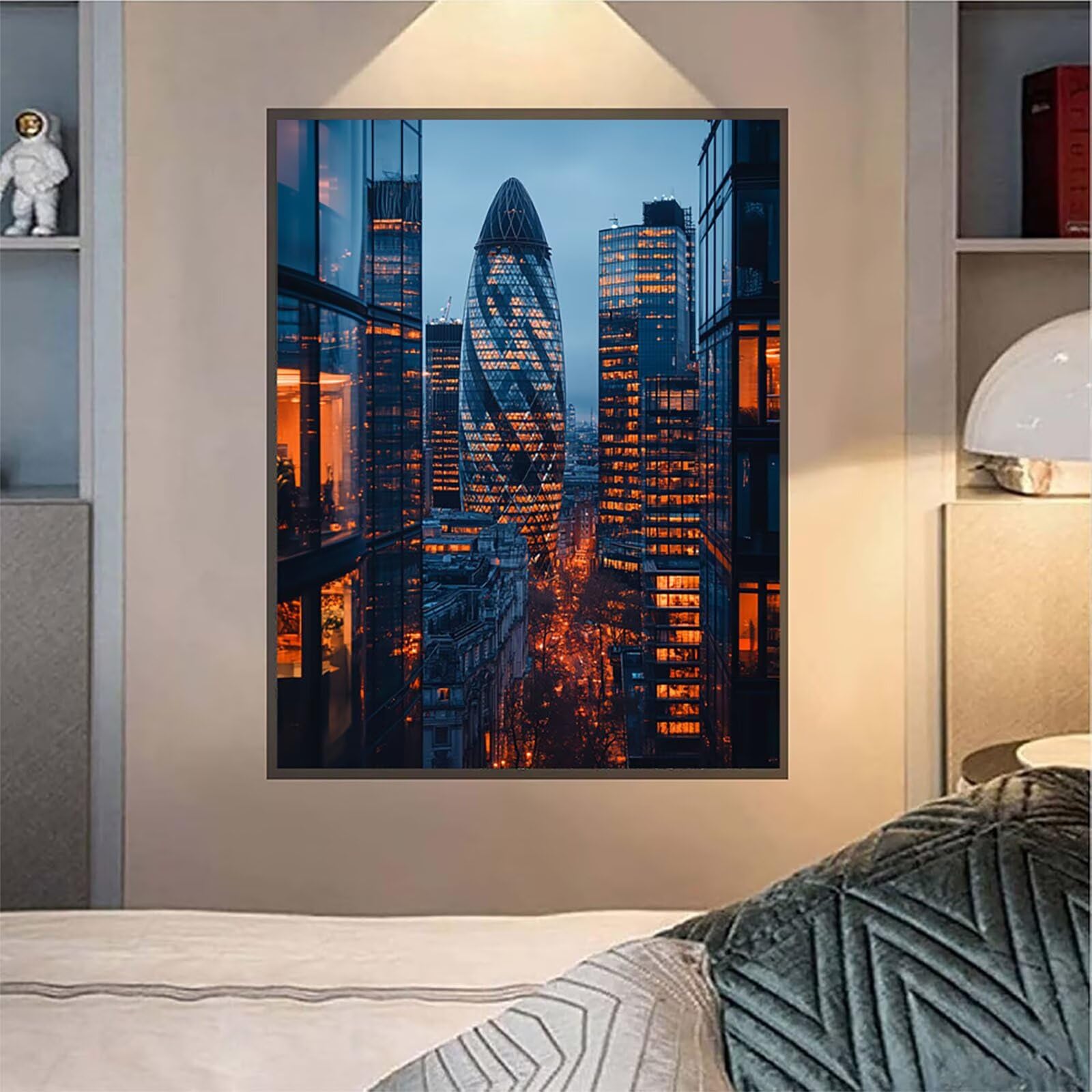 5D Diamond Painting Kit Completo Città, Diamond Painting Adulti Vista Notturna, DIY Disegni con Perline da Attaccare Kit Pittura Adulti, Diamantini Crystal Art, Decorazione Casa Regalo 80x110cm 7-1851