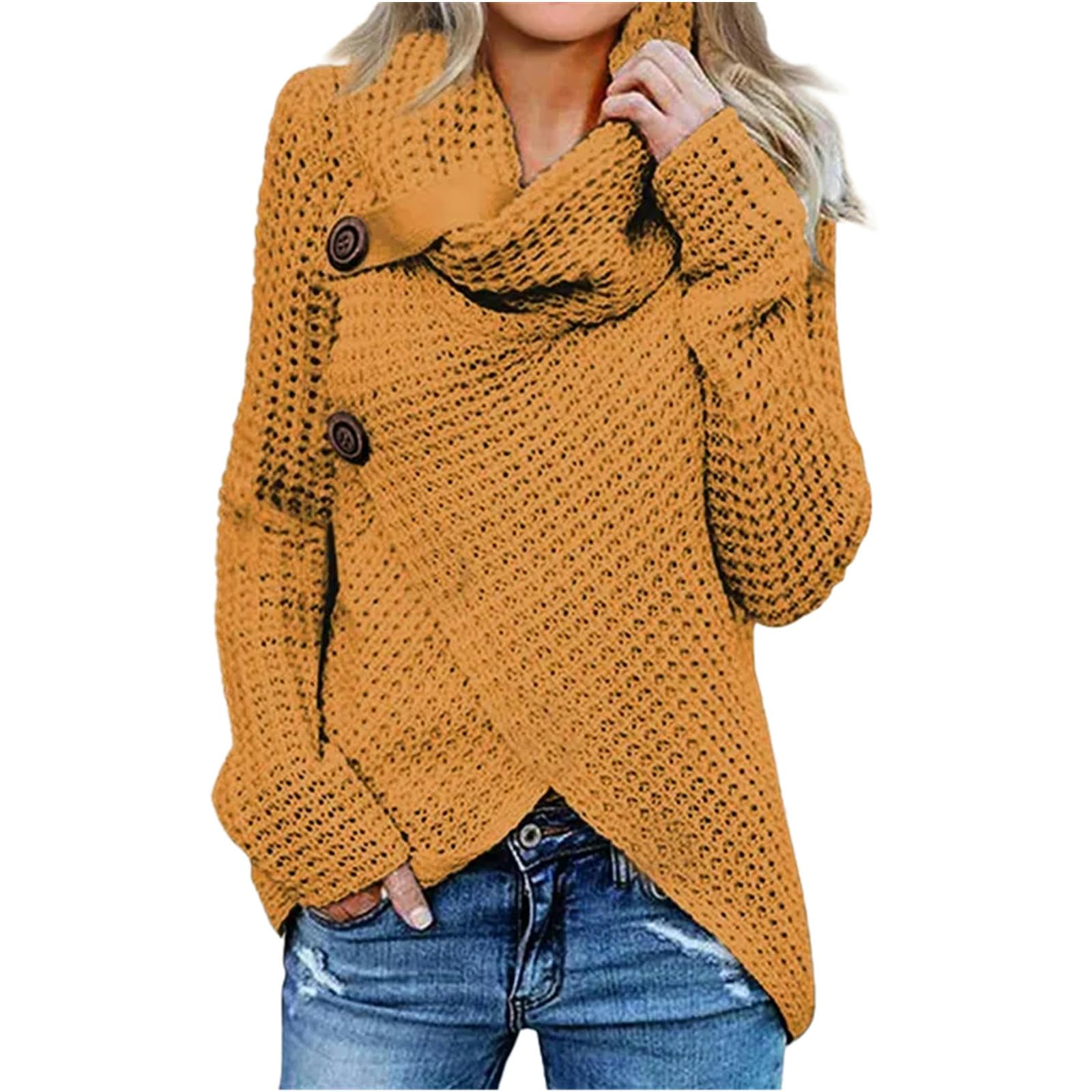 Sweter dla kobiet z długim rękawem jednolity kolor bluza pulower topy bluzka sweter z dzianiny damski golf sweter