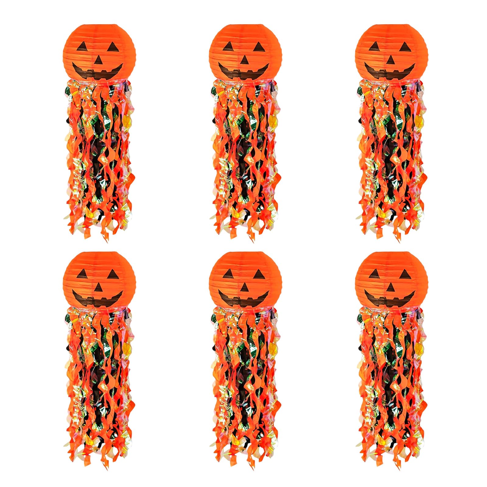 WGBOSMG 6Pcs Halloween Party Decoration Pumpkin Jellyfish Shaped Paper Ceiling Ornament for Home Classroom Decoration Halloween Paper Torches