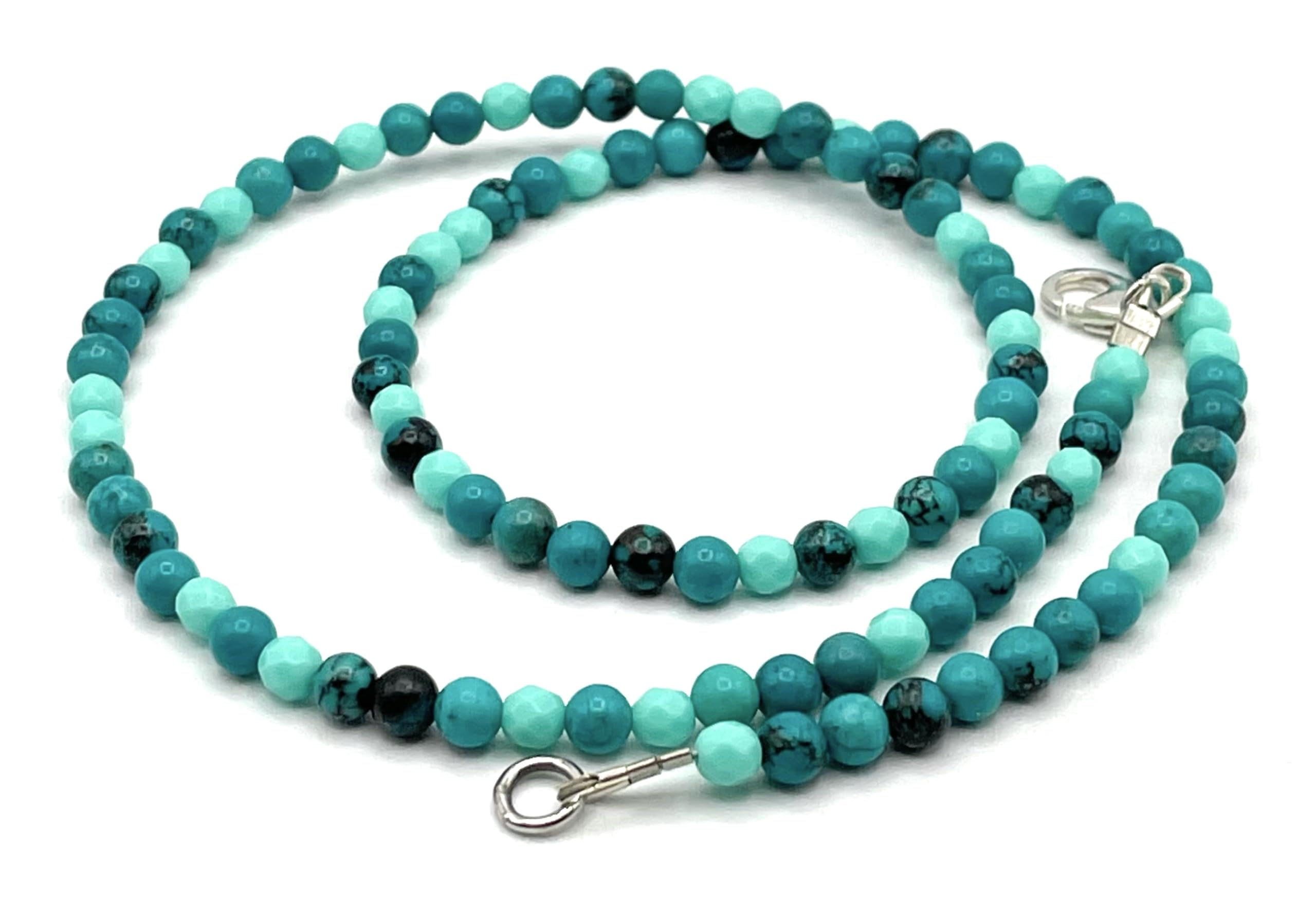 Türkis Zierliche Halskette, 925 Sterling Silber, Boho Schmuck für Frauen, Geschenk für Sie, Made in Italy
