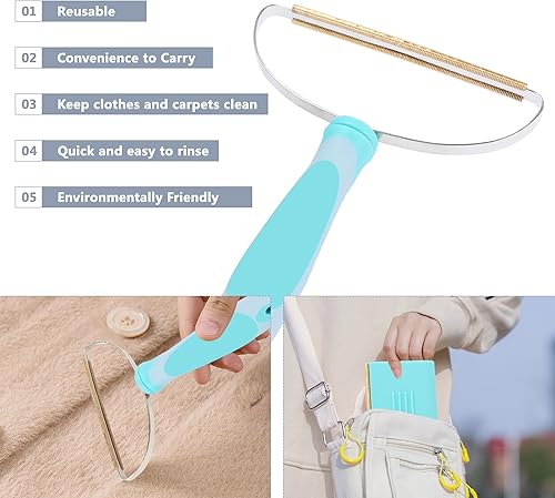 Miniatura 2 de Removedor de pelo de mascotas, removedor de pelo de gatos y perros, herramienta portátil reutilizable, rastrillo de alfombra, removedor de pelusas,