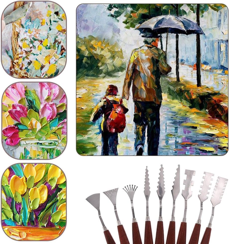 Couteau à palette, ensemble de spatules en acier inoxydable, couteaux à palette de peinture, ensemble d'outils d'art for effets spéciaux FX dans la peinture à l'huile ou les peintures à mélanger acryl