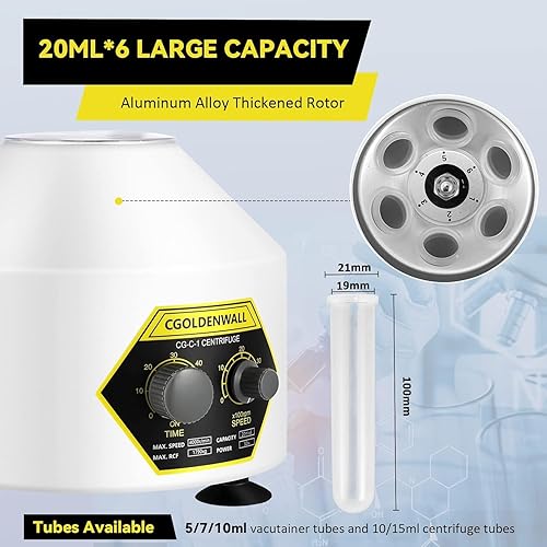 Miniatura 2 de CGOLDENWALL centrífuga eléctrica de la centrífuga de la centrífuga del laboratorio médico de la máquina de la centrífuga 800D Capacidad 0.7 fl oz x