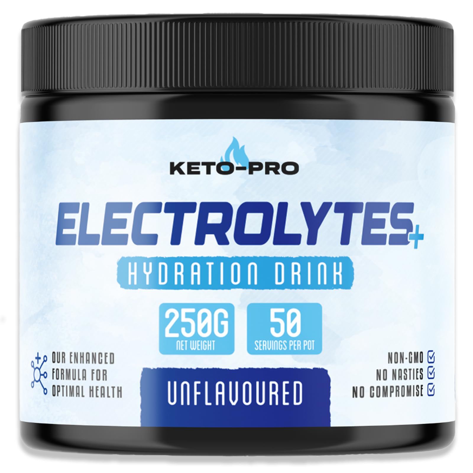Keto-Pro Keto Electrolytes 250g | Electrolyte Powder Supporting Your Keto Fasting, Health & Fitness Goals | Unflavoured