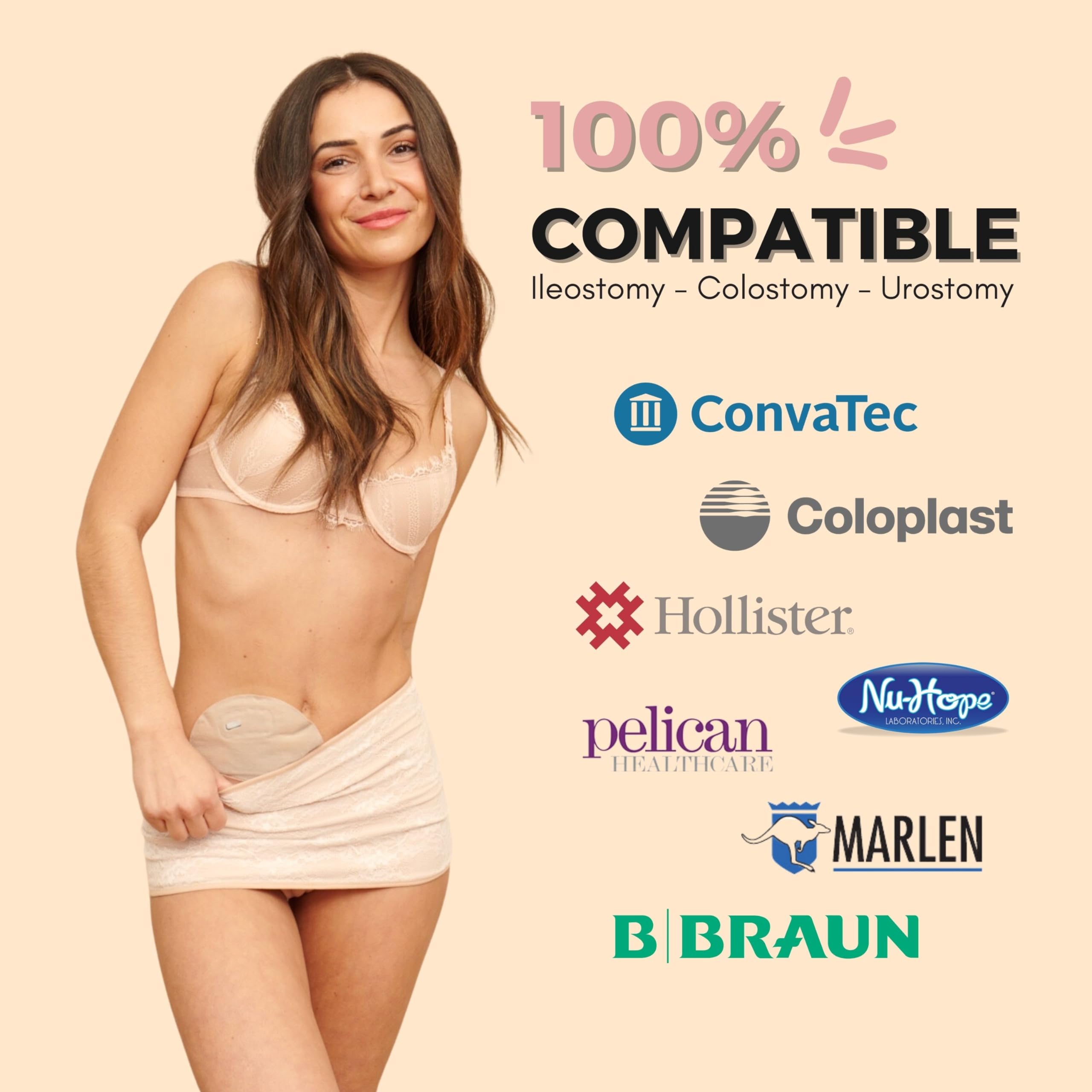 SIIL Banda de Ostomía Crema Ostomy | Funda para bolsa de ostomía interior | Cinturón de ostomía | Funda para bolsa de ostomía
