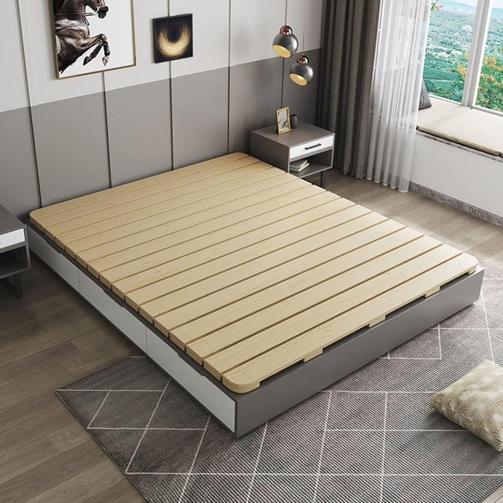 Pine Wood Platform Bed Slats, 1.35x2m, Beige, 9.5cm Width, 3cm Thickness, 2.6cm Gap, 200kg Weight Bearing, Foldable, Moisture-Proof, Breathable