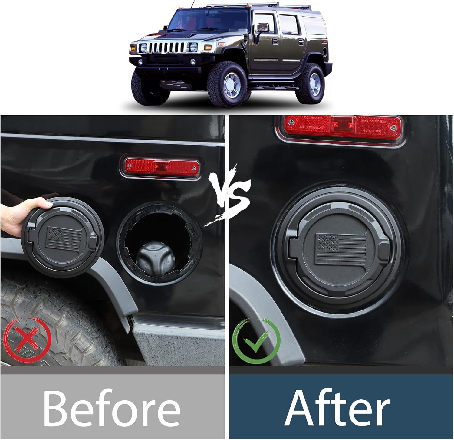 Locking Gas Tank Cap Cover Compatible with Hummer H2 2003-2009，Locking Gas Cap Cover, Fuel Tank Door with Lock，aluminum alloy Car Fuel Tank Gas Filler Cap Cover Accessories (Style C)