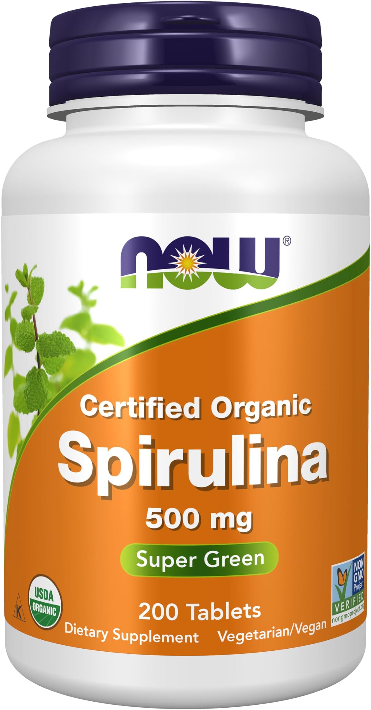 Foods Supplements, Organic Spirulina 500 mg with Vitamins, Minerals and GLA (Gamma-Linolenic Acid), 200 Tablets