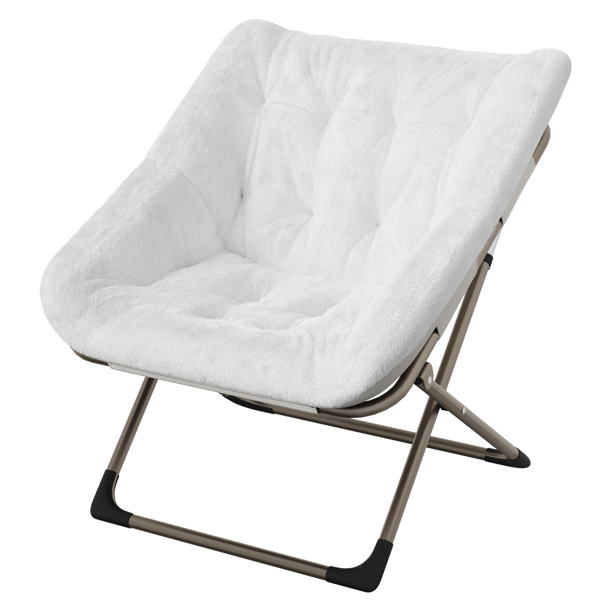 Sillon Plegable Sillon Para Salon Dormitorio Relax Moon Silla Portátil Sillons De Lectura De Metal, Estructura De Acero y Piel Sintética Suave Reposacabezas Alto Respaldo Alto Capacidad 136 Kg Peluche
