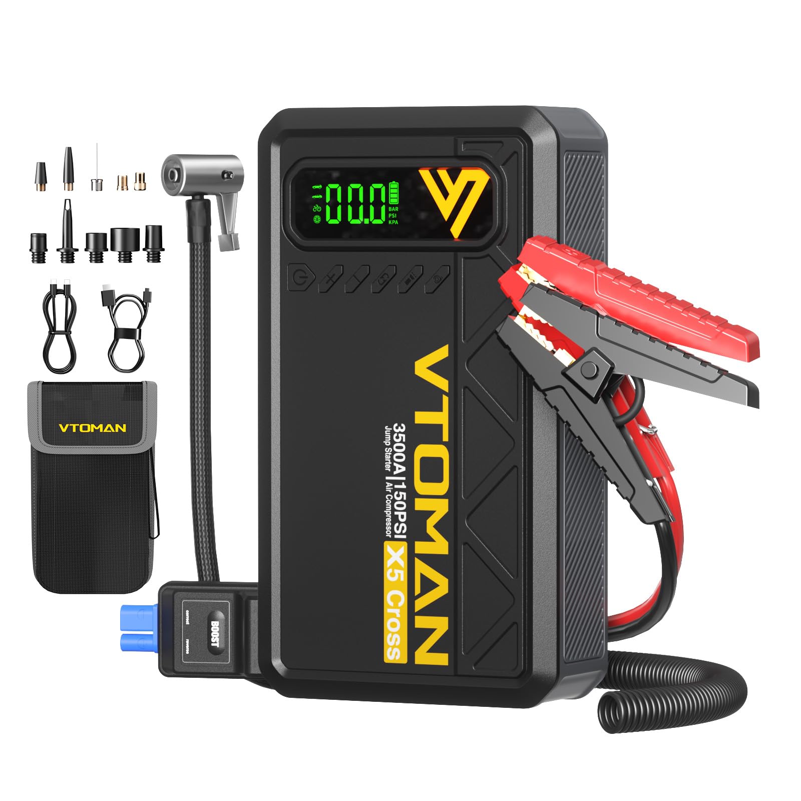 Vtoman X5 Cross 3500A Jump Starter With 150 Psi Dual-Purpose Air Compressor