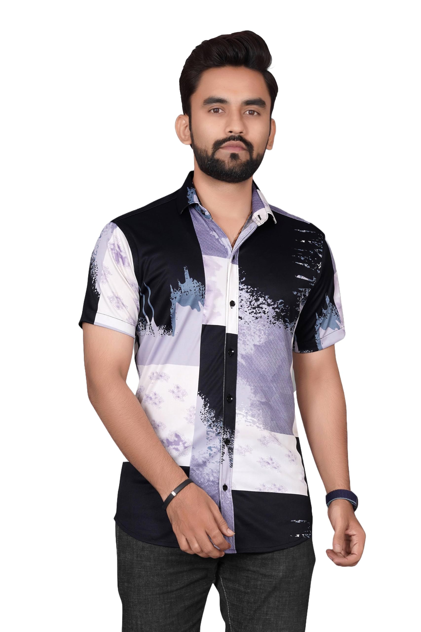 Voroxy Men Regular Fit Printed Spread Collar Casual Shirt (HS_25001_Series)