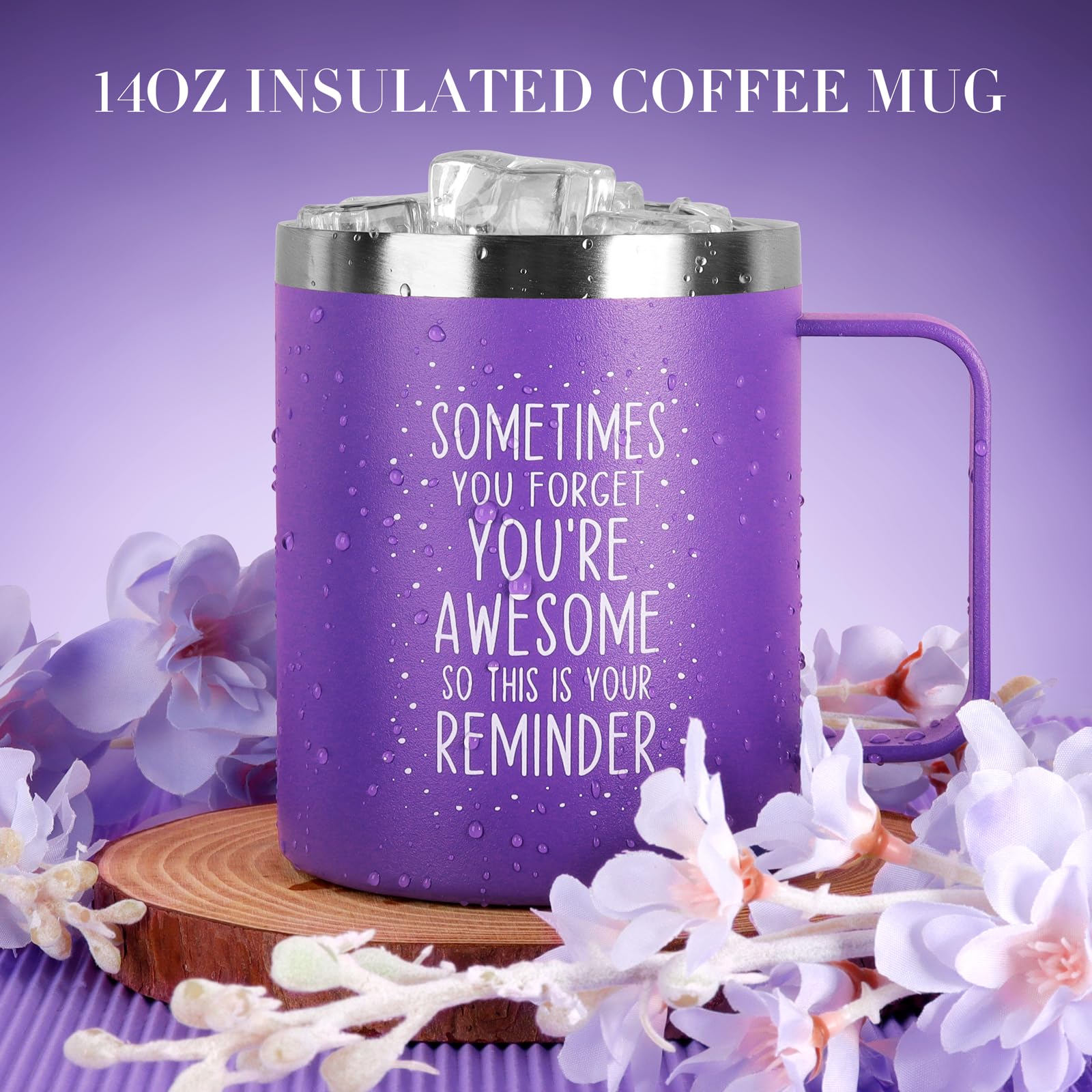 Sometimes You Forget You're Awesome Tumbler - 22oz Insulated Purple Cup With 2 Lids & Straw, Perfect Inspirational Gift For Women