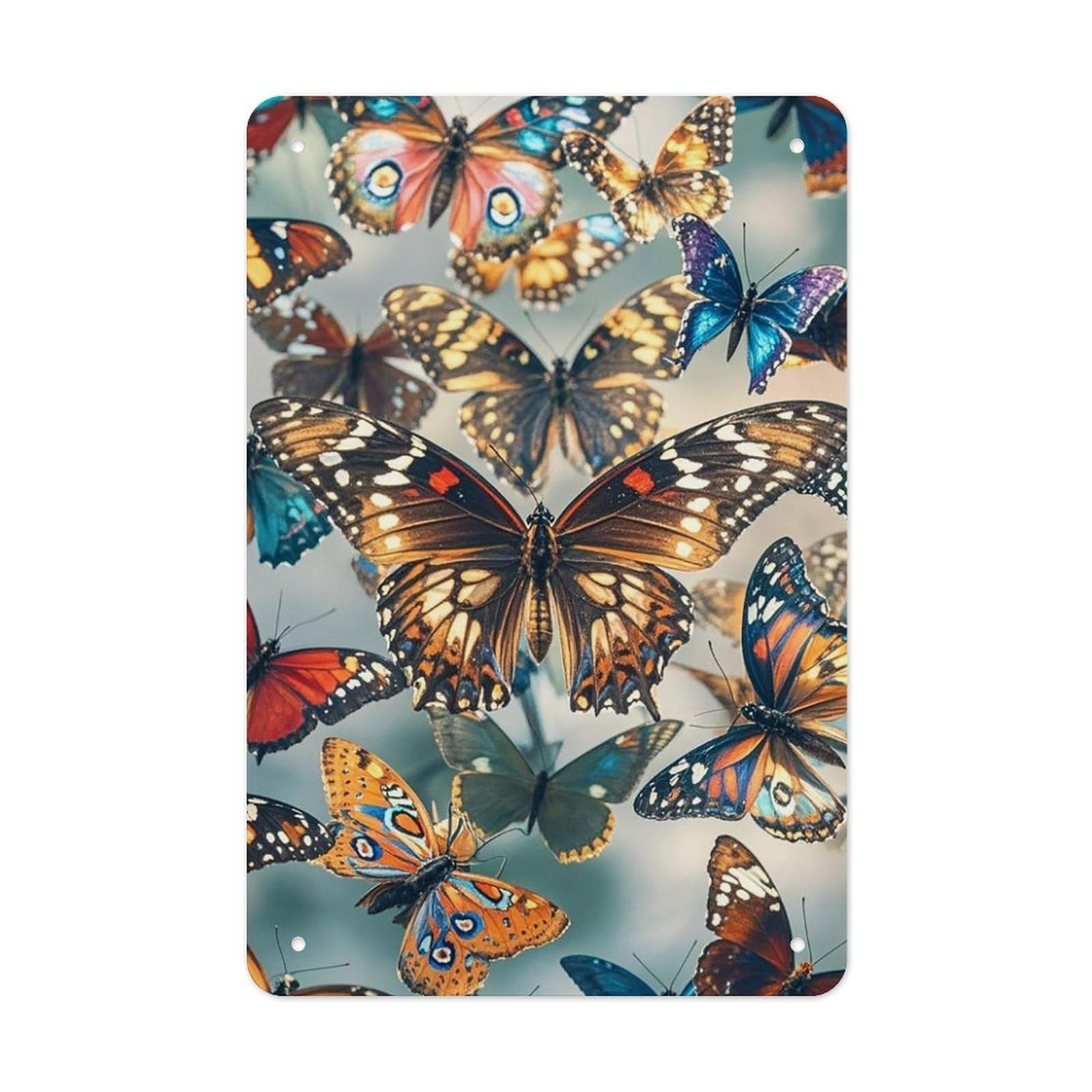 QMNLKH Butterflies Plaques for Wall Decor, Personalized Metal Tin Sign for Home, Multifunctional Poster for Office, Fashion Painting for Hallway, Wall Art Pictures, 7.9x11.8Inch