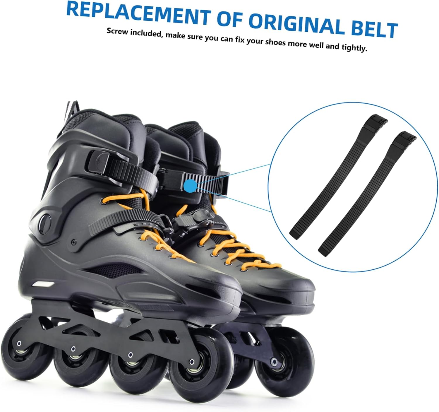BESTonZON 2Set Roller Skates Strap Accessories Durable Buckle Strap for Skating Shoes Professional Design for Stable Fixing Compatible with Inline Skates Includes Screws for Easy