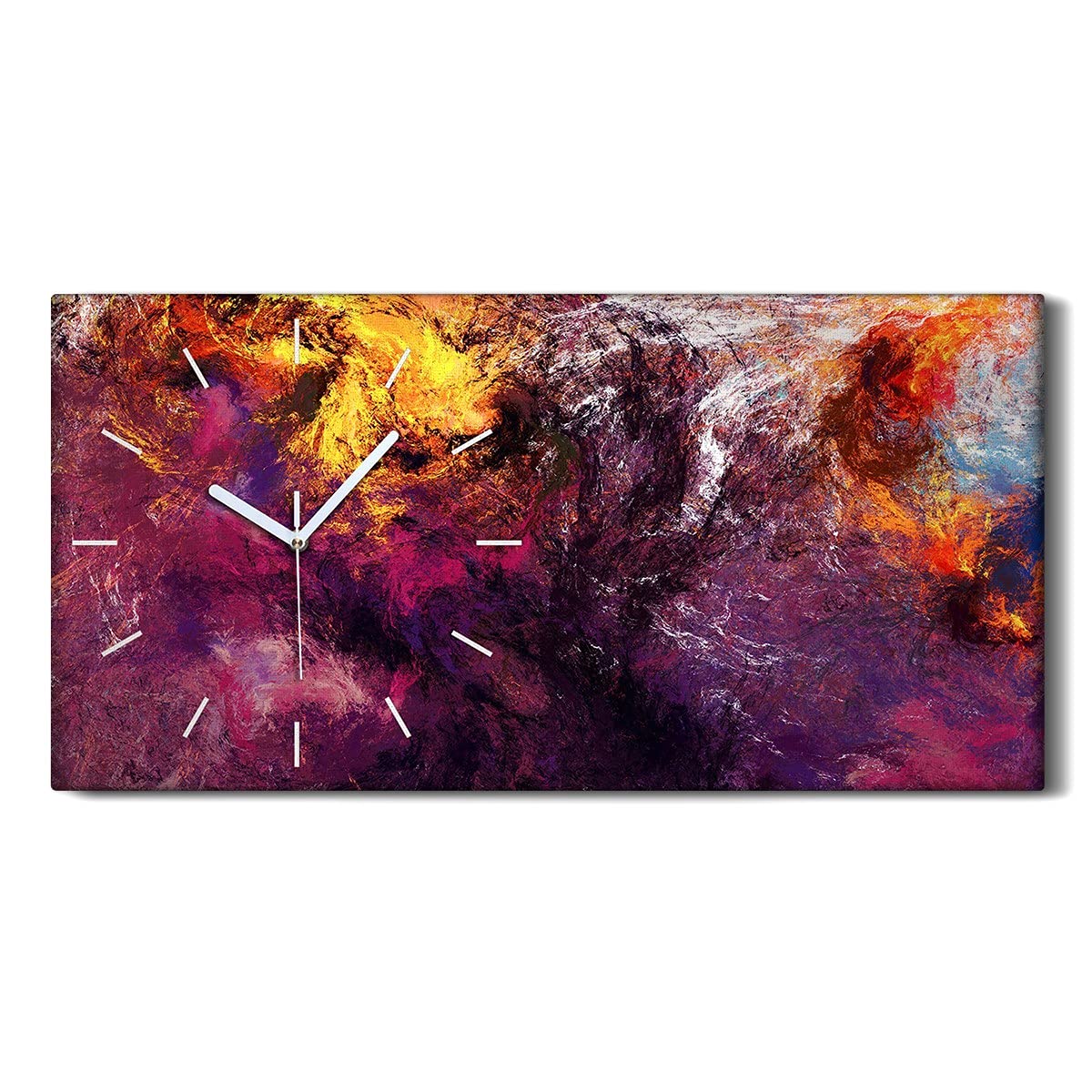 Horloge sur toile haut de gamme Coloray 60x30cm avec mécanisme silencieux et art moderne lilas