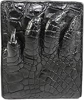 Vista 1 de Cartera de piel de cocodrilo genuina con garras de pie para hombre, Negro