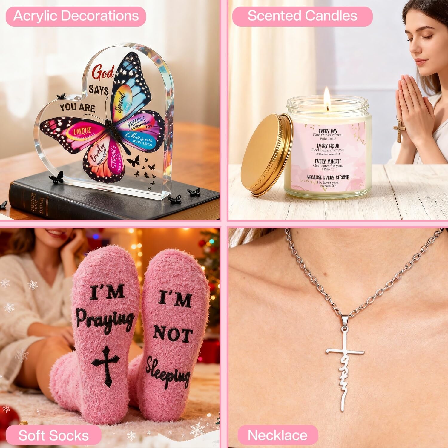 Christian Gifts For Women, Religious Gifts, Christian Mothers Day Gifts For Women Faith, Birthday & Inspirational Spiritual Gifts For Mom, Bestie, Bff, Sister With Tote Bag, Glass Cup, Bible Jar