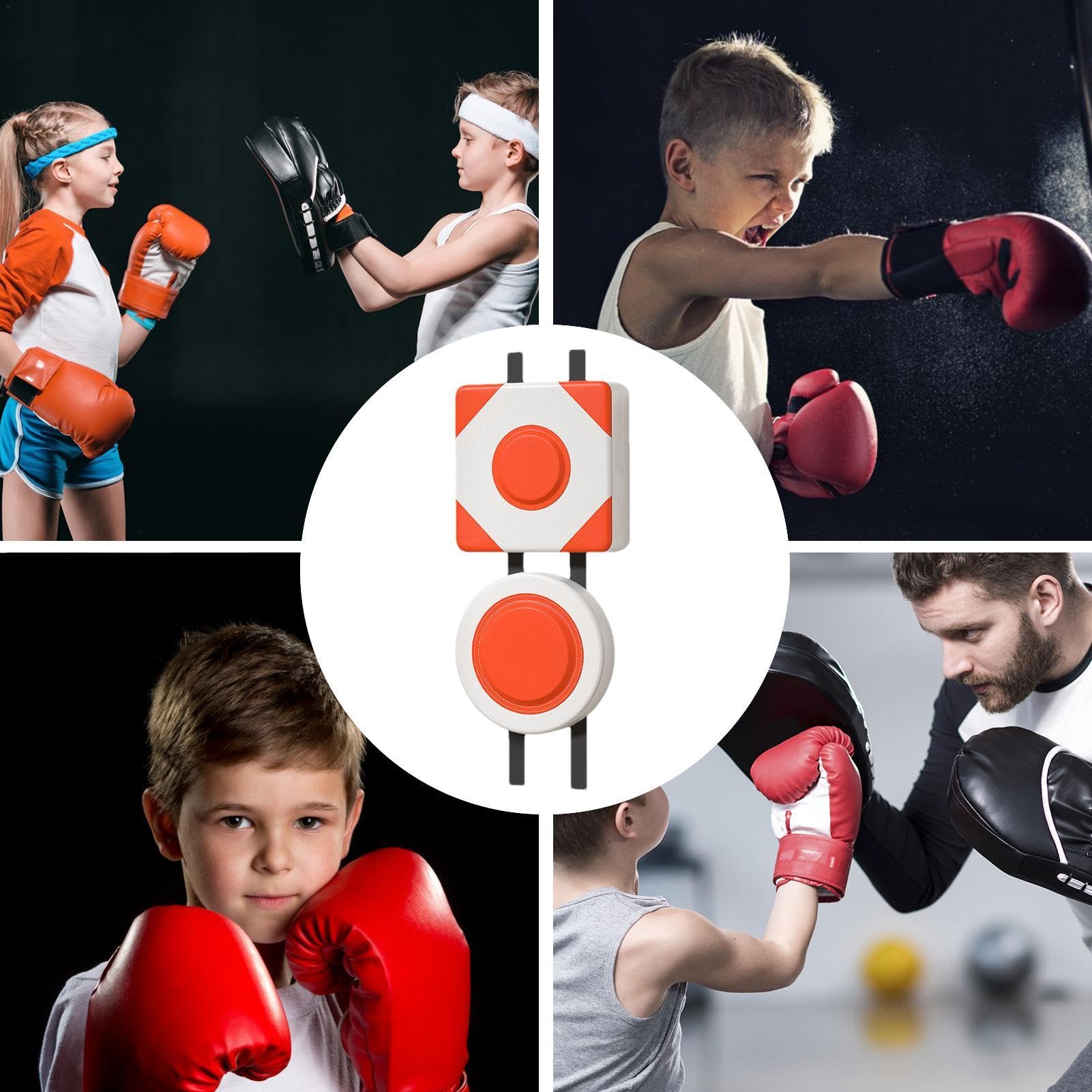 Almohadilla de Boxeo de Pared, Entrenamiento Montada, Objetivo de Perforación de Cuero PU, Tapete para Bolsa