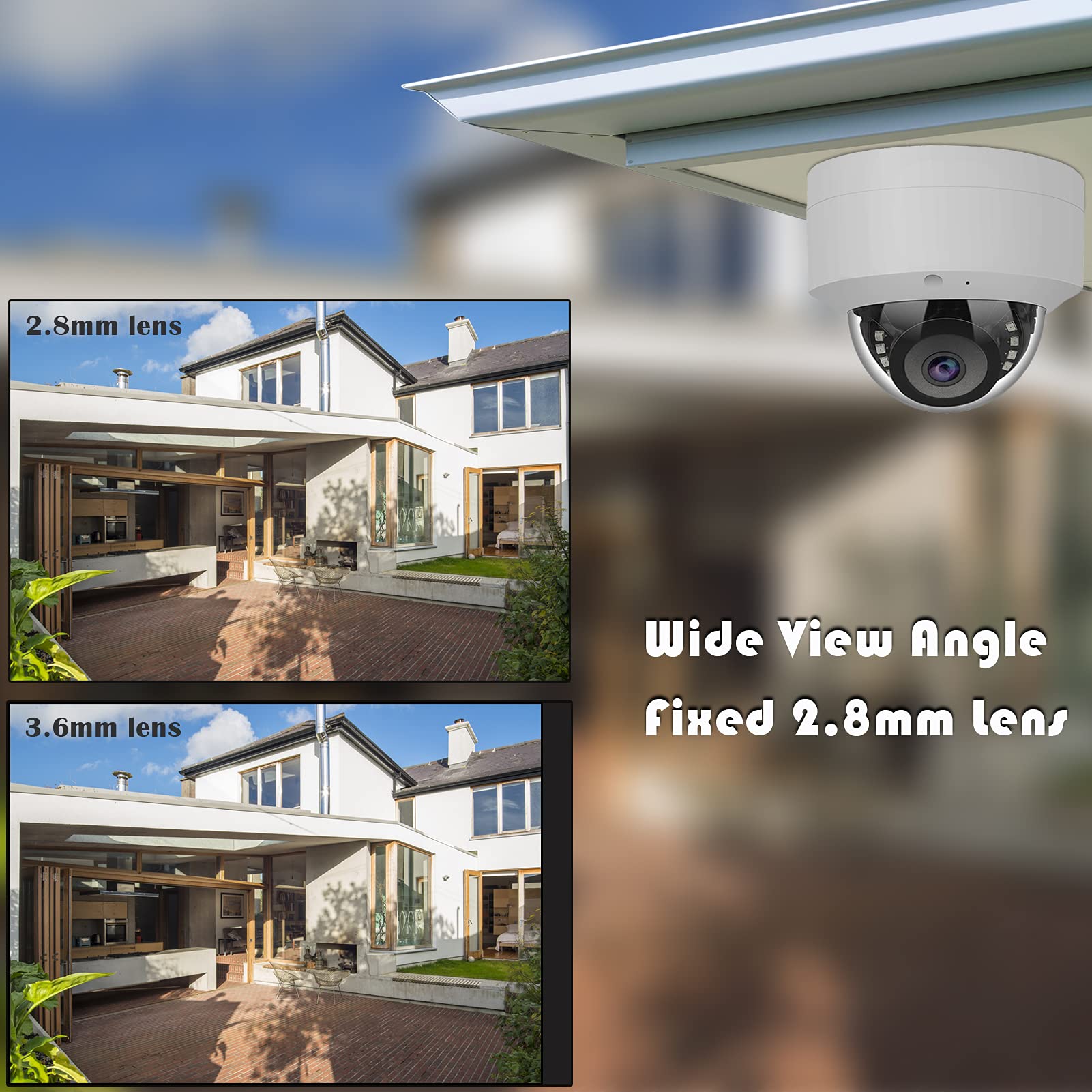 WiTi Caméra IP PoE 5 MP, caméra de Surveillance dôme de sécurité avec Microphone Audio, Objectif Grand Angle 2,8 mm, détection de Mouvement,métal Massif IP66(Pas PTZ)
