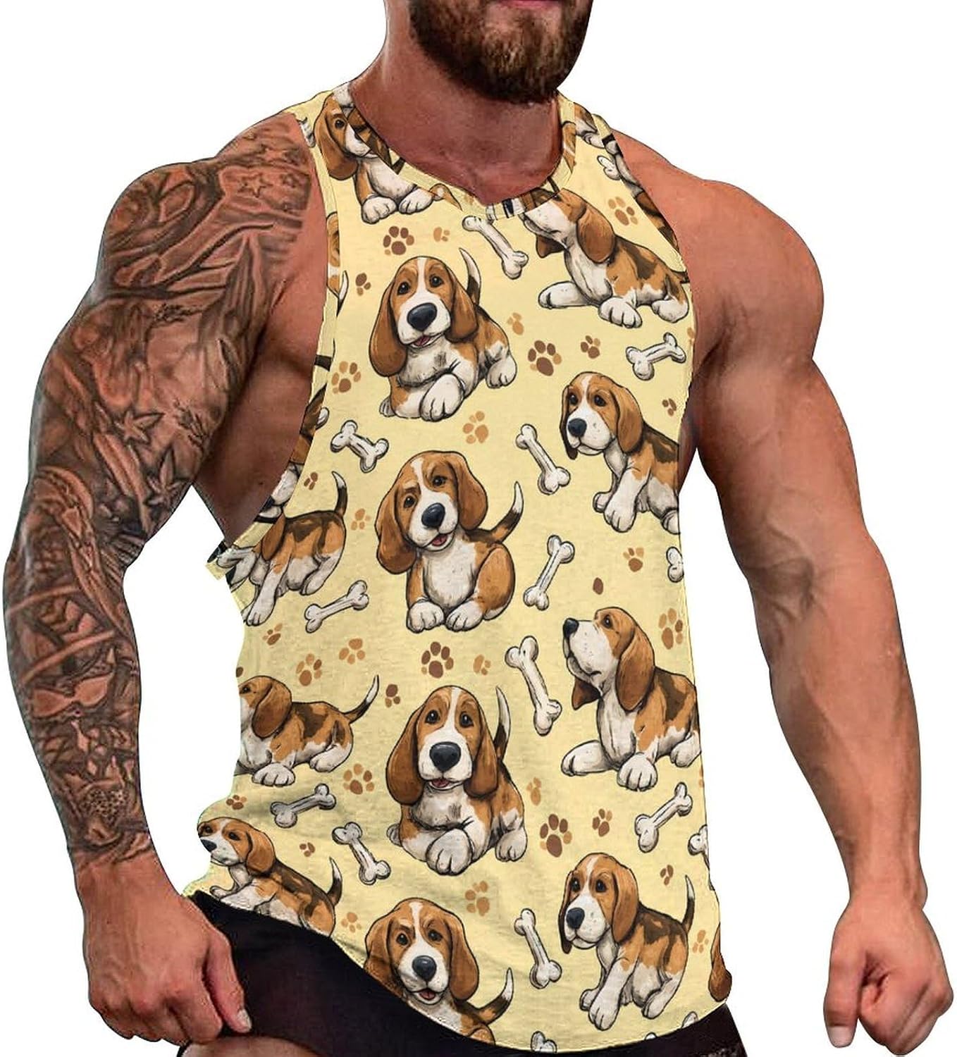 Beagle Dog Men's Tank Tops Sleeveless Muscle T-Shirt | Print,Muscle Shirt,for Athletic Running Gym,Workout Shirts,Tee Shirts