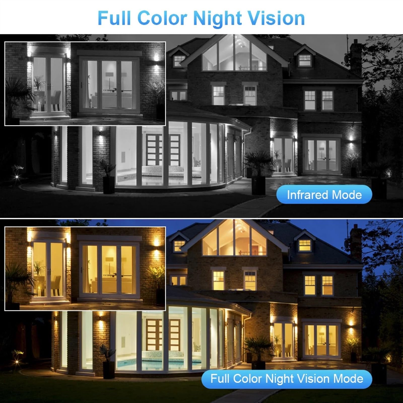 Caméra de sécurité, Caméra PTZ 8MP avec Double écran Couleur Vision Nocturne caméra IP de sécurité extérieure 4MP Surveillance CCTV(4MP NO Card)