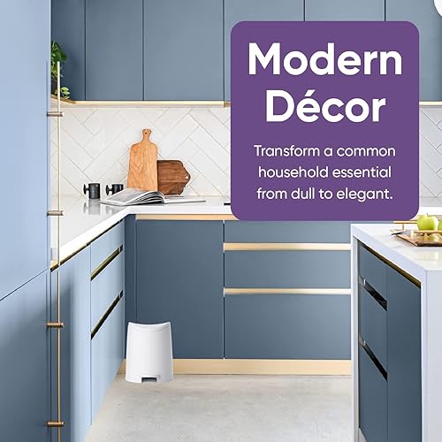 Miniatura 6 de Superio Mini cubo de basura de plástico para baño con tapa, 3 litros, color negro, moderno y curvado con pedal de pie, mini cubo de basura de