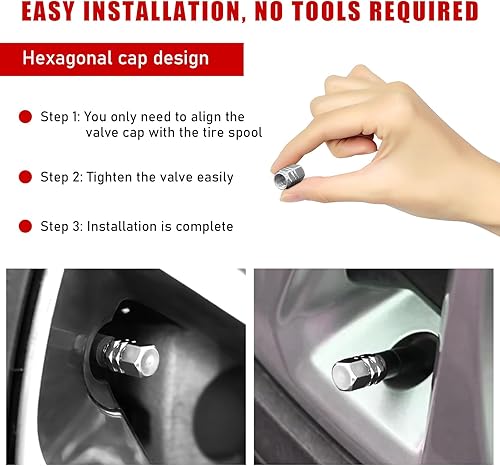 Miniatura 18 de Ziciner 12 PCS Car Tire Valve Stem Caps, Aluminum Alloy Wheel Valve Covers with Rubber O-Ring, Corrosion Resistant Leak-Proof Tire Air Cap Set, Blue