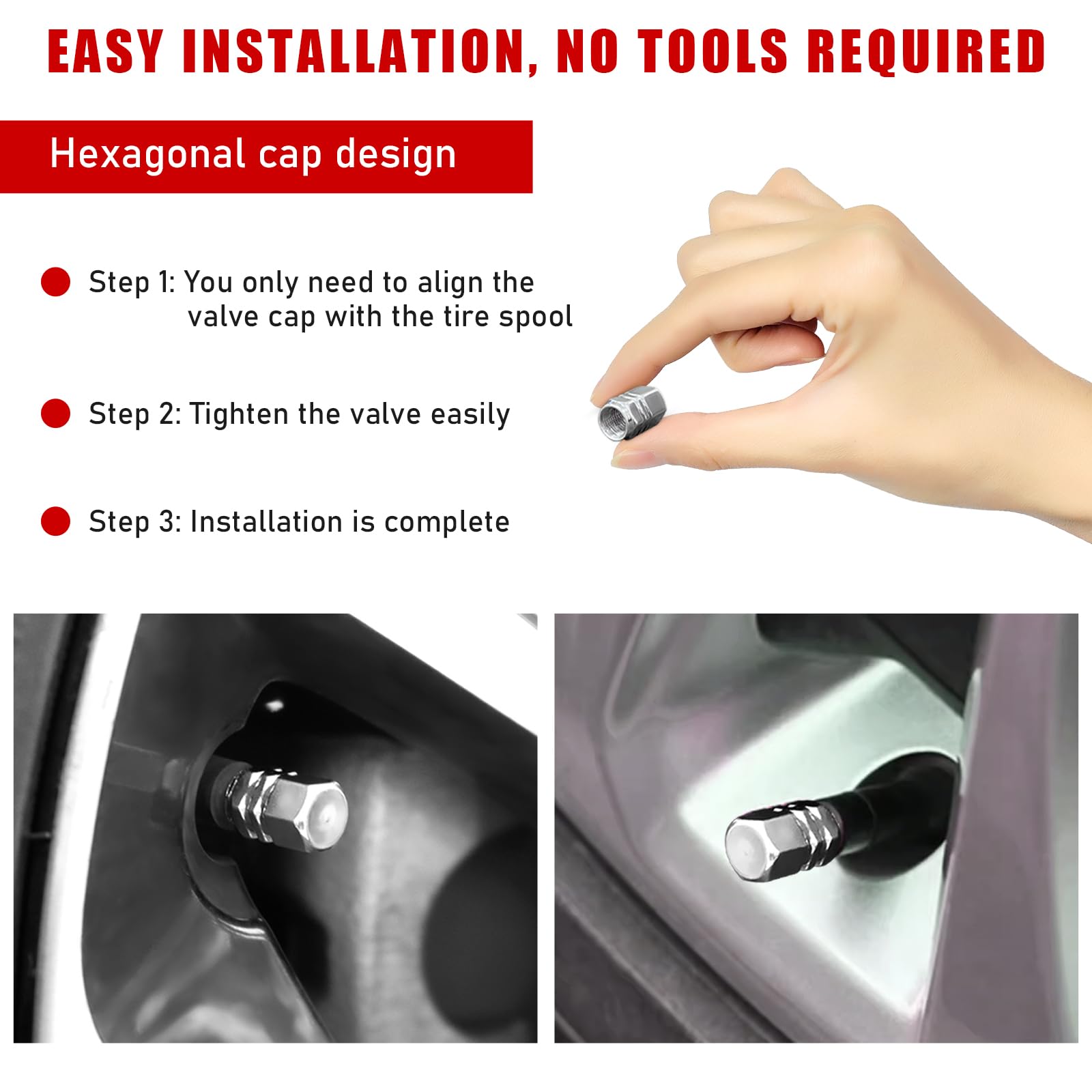 Ziciner Tappi Valvole Pneumatici Auto In Lega Di Alluminio - Set Da 8 CopriValvole Con O-Ring In Gomma, Resistenti E Anticorrosione - Per Auto, Moto, Bici, SUV