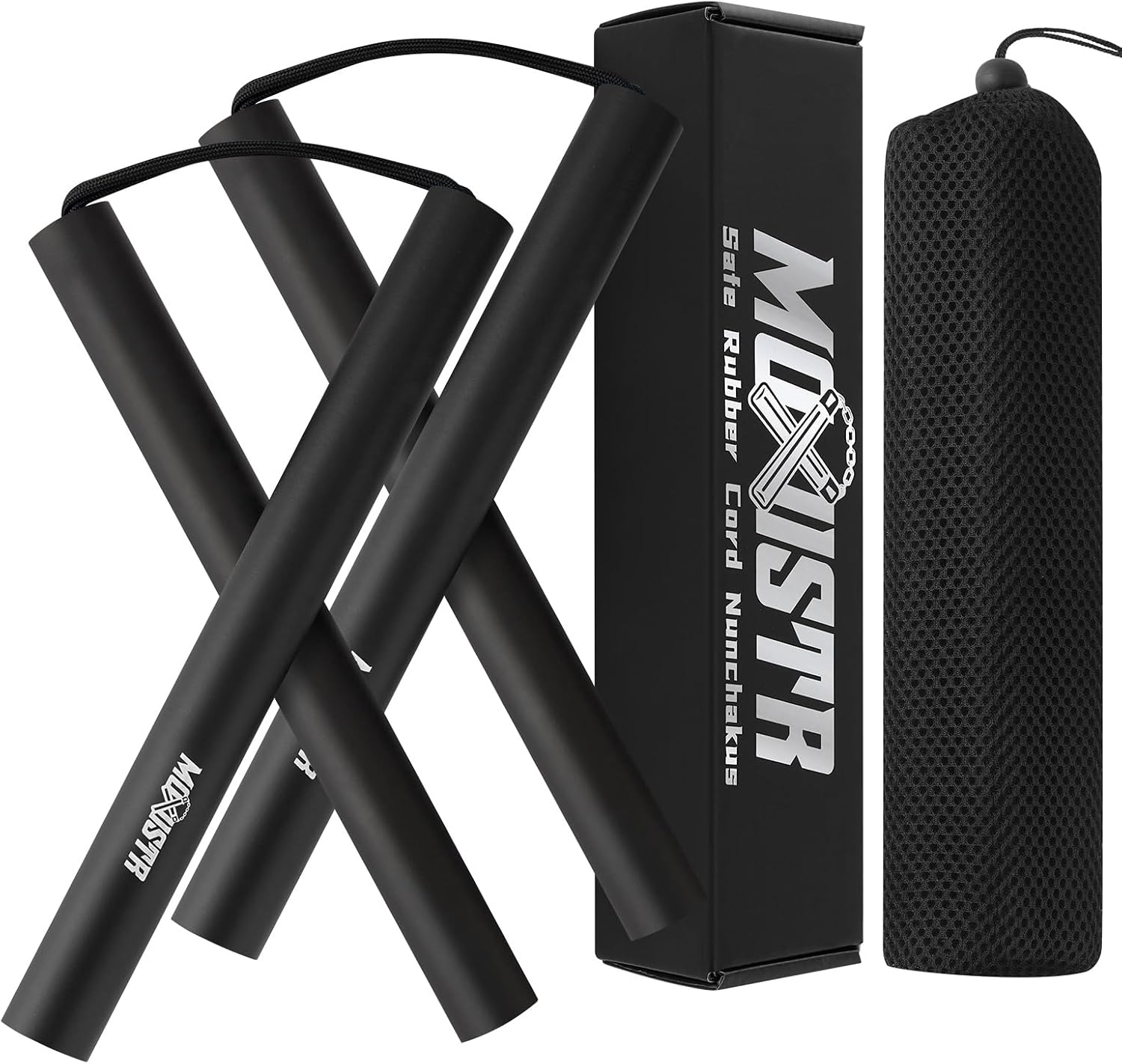 Safe Foam Rubber Cord Nunchakus Practice and Training 2 Pack | Extra-thick cushioning, non-slip surface, easy to clean, carrying case,Beginners work out anytime, whether at home & outdoor