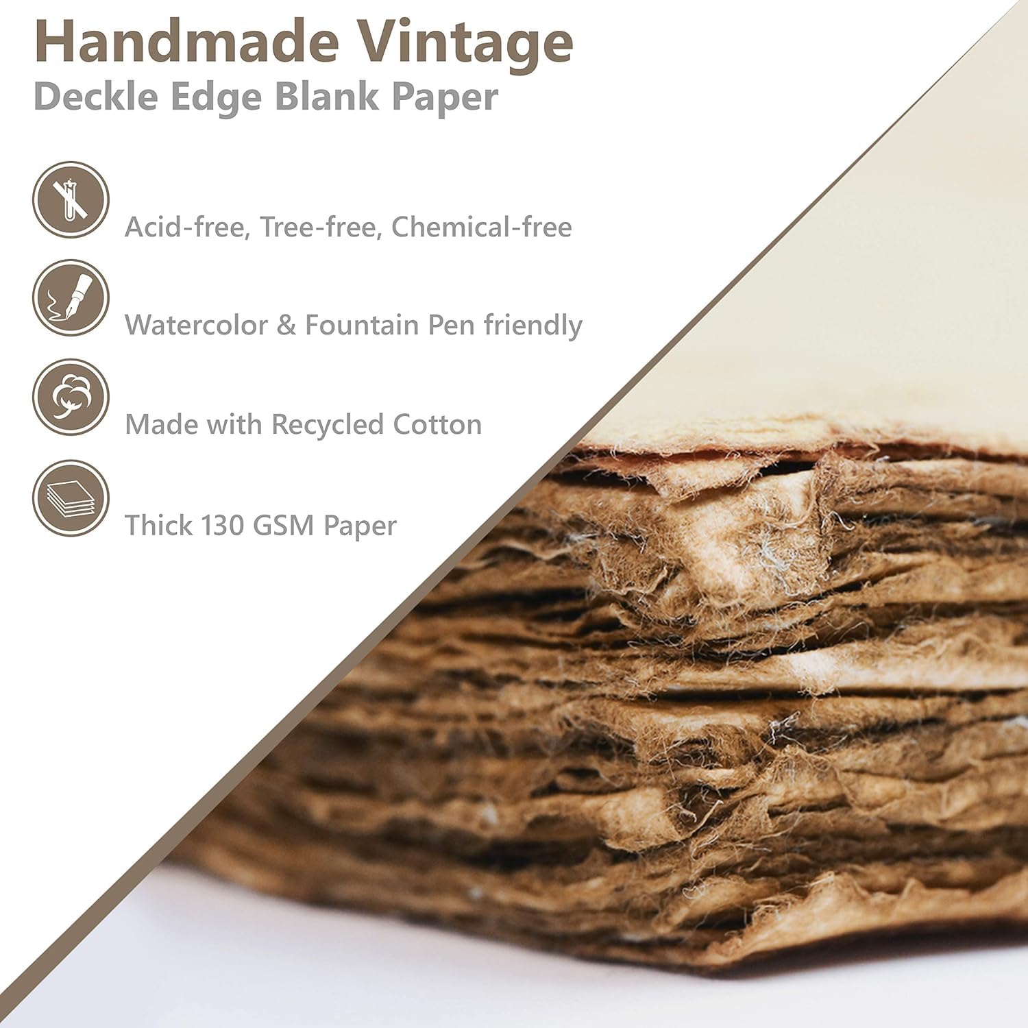 Handgefertigtes Vintage-Leder-Tagebuch – 20,3 x 15,2 cm Tagebuch mit 400 Büttenrandseiten, rustikales Leder-Notizbuch für Damen und Herren, antikes nachfüllbares Schreibtagebuch für