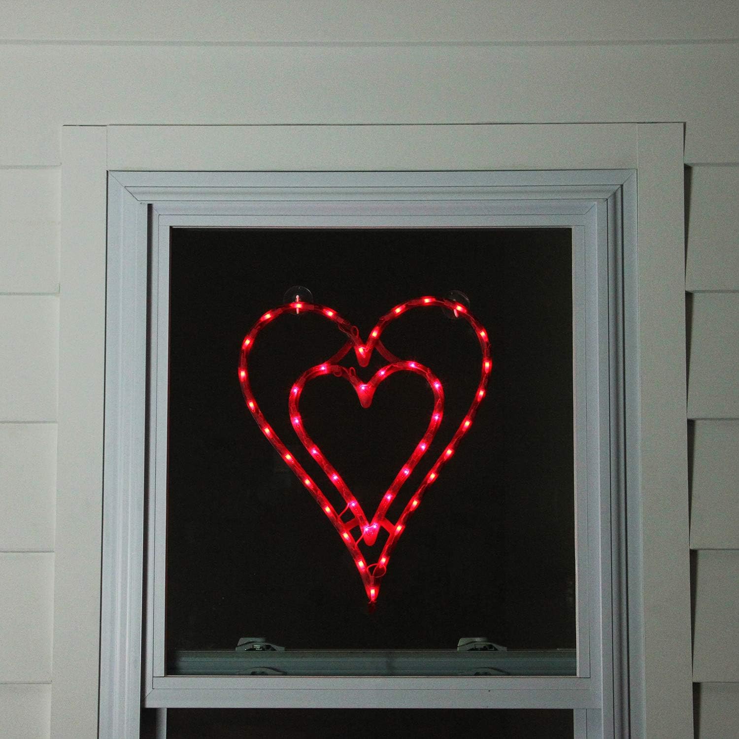 IMPACT 17" Lighted Valentine's Day Double Heart Window Silhouette Decoration